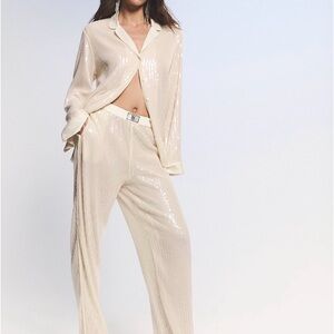 Sequin Cream Pajama Set
